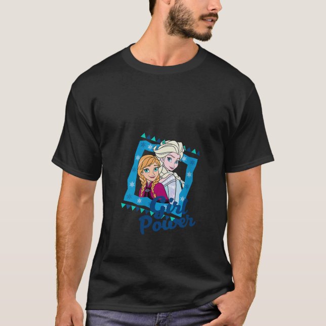 Womens Disney Frozen Girl Power Anna Elsa Cute Por T-Shirt (Front)