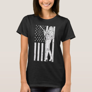 Womens Distressed American Flag Guns Pro Gun Owne T-Shirt