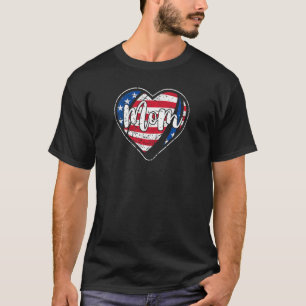 Womens Distressed American Flag Heart Rugby Mum Mo T-Shirt