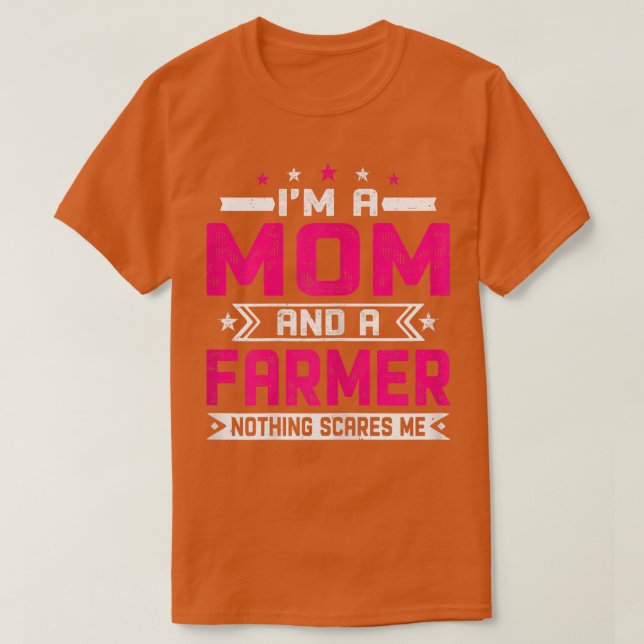 Womens Distressed I'm A Mum And A Farmer Funny Mot T-Shirt (Design Front)