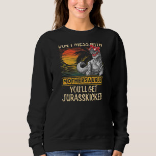 Womens Distressed Mother's Day Mothersaurus Retro  Sweatshirt