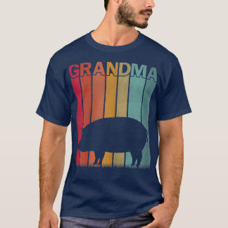 Womens Distressed Pig Graphic Retro Mother's Day G T-Shirt
