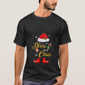Womens Diva Santa Claus Matching Family Group Chri T-Shirt