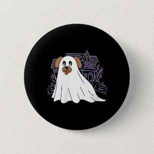 Womens Dog Ghost Cute Dog Dressed As Ghost Funny 6 Cm Round Badge
