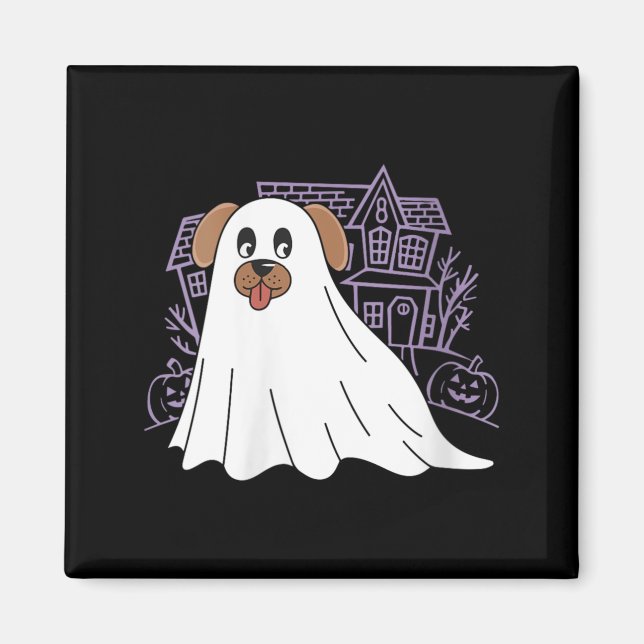 Womens Dog Ghost Cute Dog Dressed As Ghost Funny Magnet (Front)