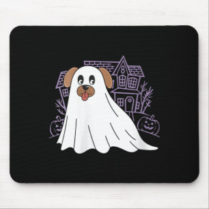 Womens Dog Ghost Cute Dog Dressed As Ghost Funny Mouse Pad
