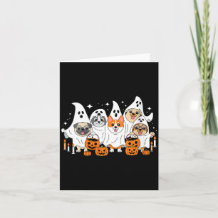Womens Dog Ghost Halloween V-Neck Card