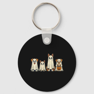 Womens Dog Ghost Halloween V-Neck Key Ring