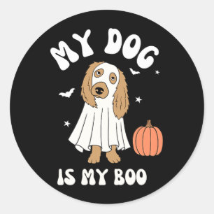 Womens Dog Is Boo For Halloween Vibes Black And Classic Round Sticker