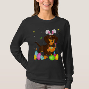 Womens Dog Mum Cute Bunny Dachshund Eggs Easter D T-Shirt
