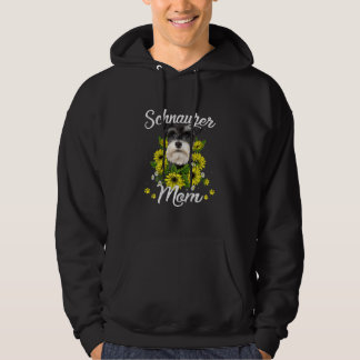Womens Dog Mum Day Gift Sunflower Schnauzer Hoodie