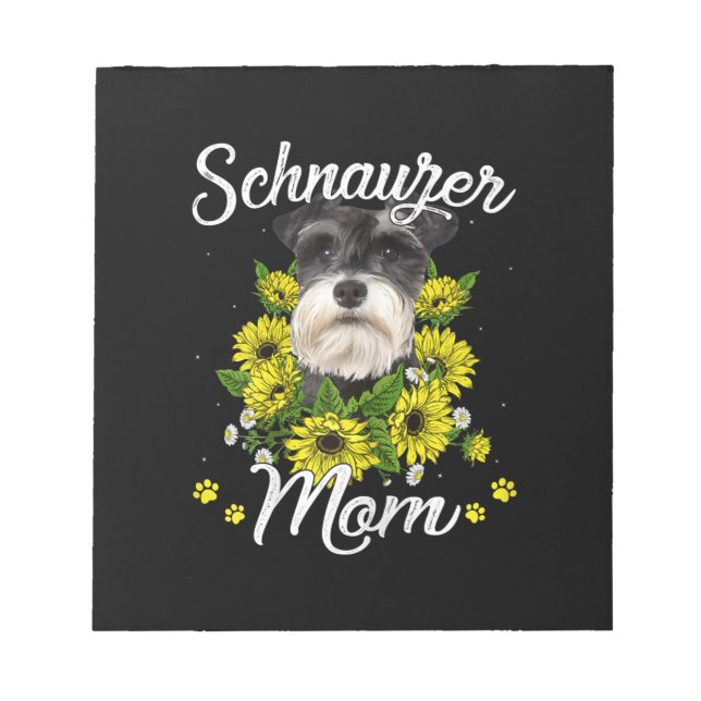 Womens Dog Mum Day Gift Sunflower Schnauzer Notepad (Front)