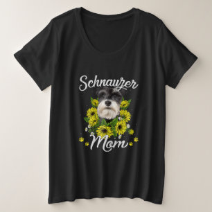 Womens Dog Mum Day Gift Sunflower Schnauzer Plus Size T-Shirt