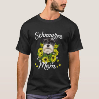 Womens Dog Mum Day Gift Sunflower Schnauzer T-Shirt