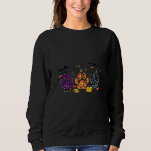 Womens Dog Paw Halloween Hallothanksmas Sweatshirt