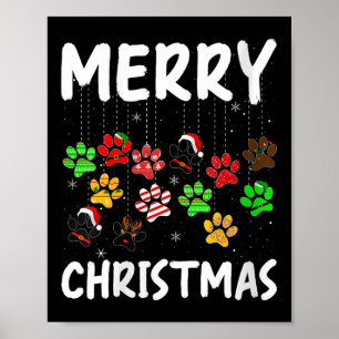 Womens Dog Paw Merry Christmas Pajamas Puppy Dog L Poster
