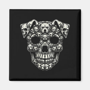 Womens Dog Skull X-Ray Halloween Skeleton Black Magnet