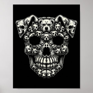 Womens Dog Skull X-Ray Halloween Skeleton Black Poster