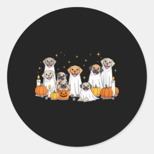 Womens Dogs Ghosts Cute Dogs Dressed As Ghost Classic Round Sticker