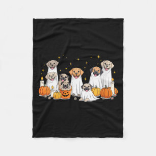 Womens Dogs Ghosts Cute Dogs Dressed As Ghost Fleece Blanket