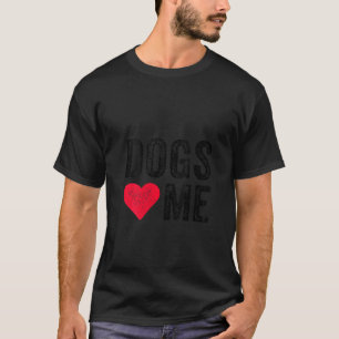 Womens Dogs Love Me Heart Pet Owner Dog Dad Mum Pu T-Shirt