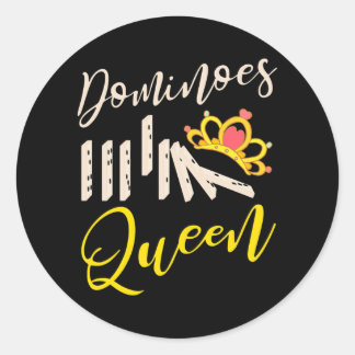 Womens Dominoes Queen Funny Game Dominoes Player  Classic Round Sticker