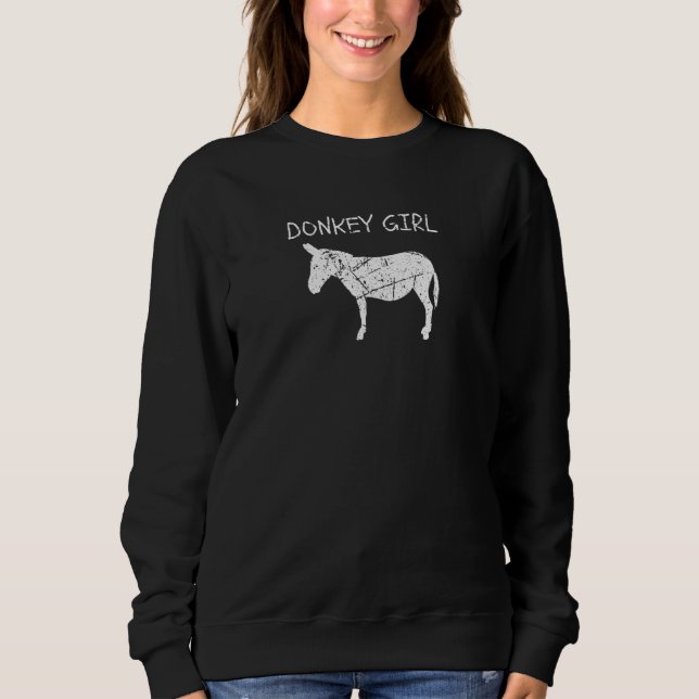 Women's Donkey Girl Farm Animal Cute Donkey Sweatshirt (Front)