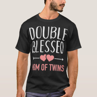 Womens Double blessed Mom of Twins VNeck  T-Shirt