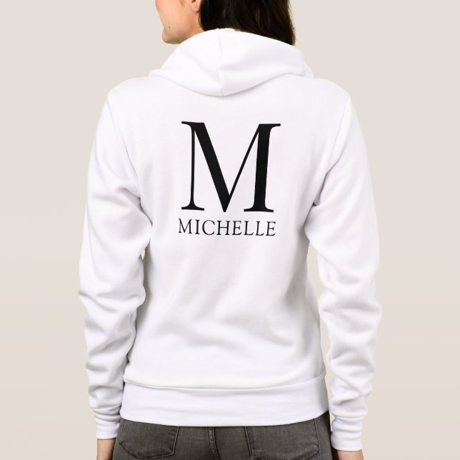 Womens Double Sided Design Print Name Monogram Hoodie (Back)