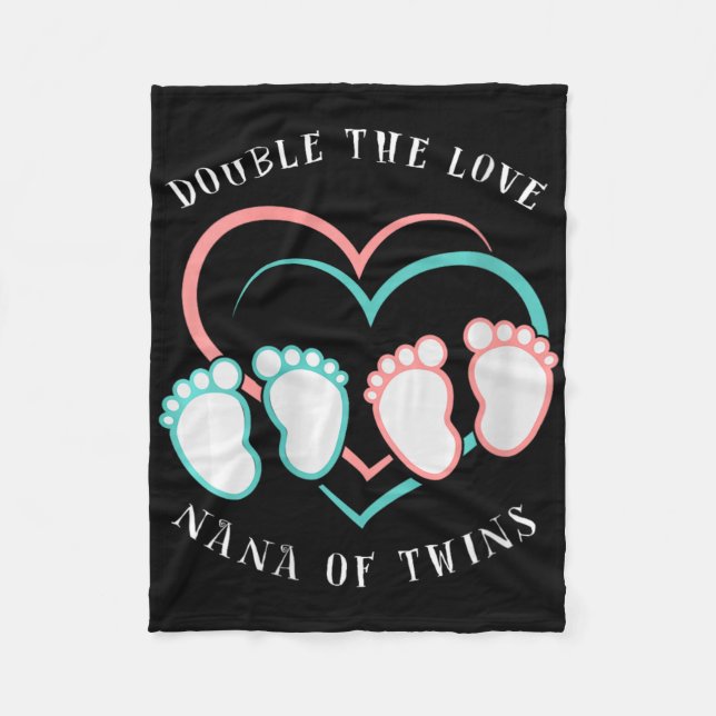 Womens Double The Love New Nana Grandma Of Twins R Fleece Blanket (Front)