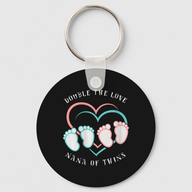 Womens Double The Love New Nana Grandma Of Twins R Key Ring (Front)