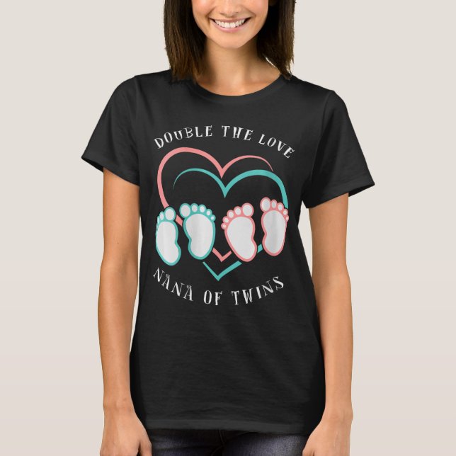 Womens Double The Love New Nana Grandma Of Twins R T-Shirt (Front)