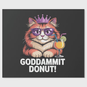 Women's Doughnut Princess Cat Meme Wrapping Paper