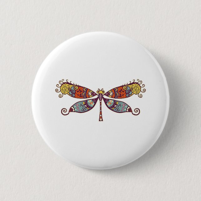 Womens Dragonfly Colourful Graphic  6 Cm Round Badge (Front)