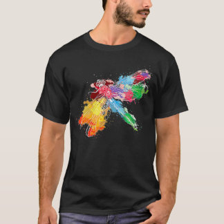 Womens Dragonfly Colourful Graphic Gift VNeck  T-Shirt