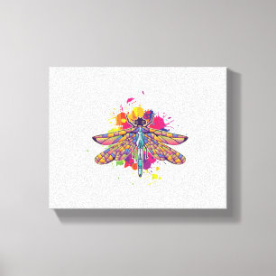 Womens Dragonfly Colourful Graphic Insect Canvas Print