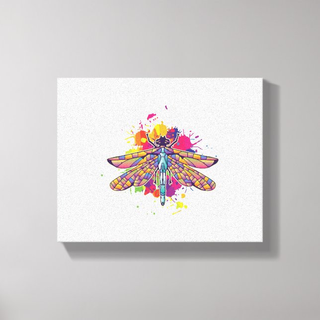 Womens Dragonfly Colourful Graphic Insect Canvas Print (Front)