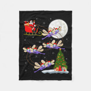Womens Dragonfly Santa Sleigh Flying Funny Magical Fleece Blanket