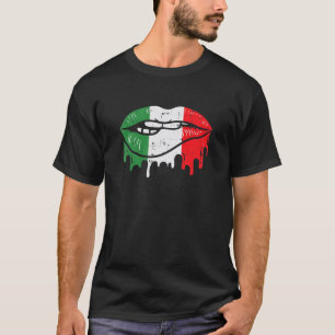 Womens Drippin Mexican Flag Lip Bite Cinco De Mayo T-Shirt