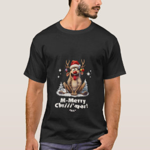 Womens Drunk Reindeer Cartoon Santa Hat Fun Christ T-Shirt