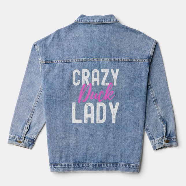 Womens Duck  Crazy Duck Lady Farm Animal  Denim Jacket (Back)