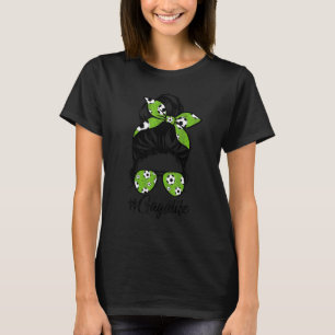 Womens Dy Gaga Life Soccer Mothers Day Messy Bun T-Shirt