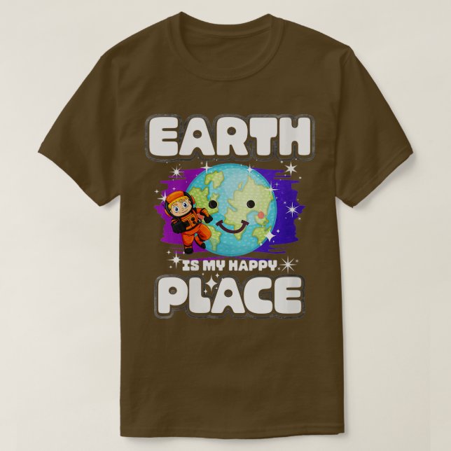 Womens Earth Is My Happy Place VNeck  T-Shirt (Design Front)