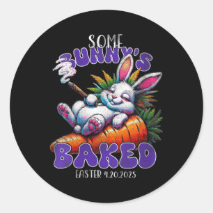 Womens Easter Bunny Funny Weed Smoking Rabbit 4_20 Classic Round Sticker