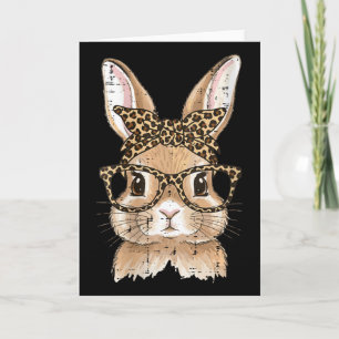 Women's Easter Bunny Leopard Gles Bandanna Rabbit Card