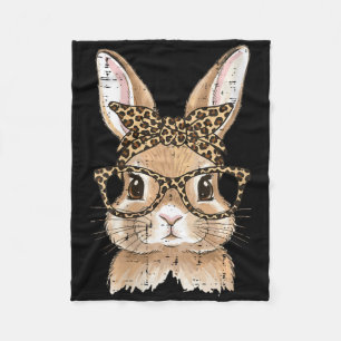 Women's Easter Bunny Leopard Gles Bandanna Rabbit  Fleece Blanket