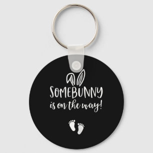 Womens Easter Pregnancy Announcement Shirt Somebun Key Ring