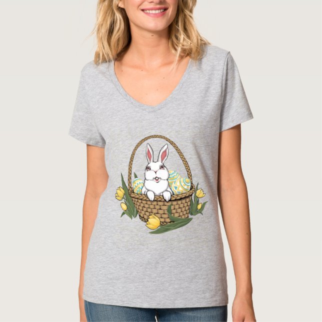 Women's Easter Shirt Easter Bunny Basket Jersey (Front)