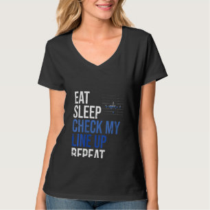 Womens Eat Sleep Check My Lineup Repeat Football L T-Shirt