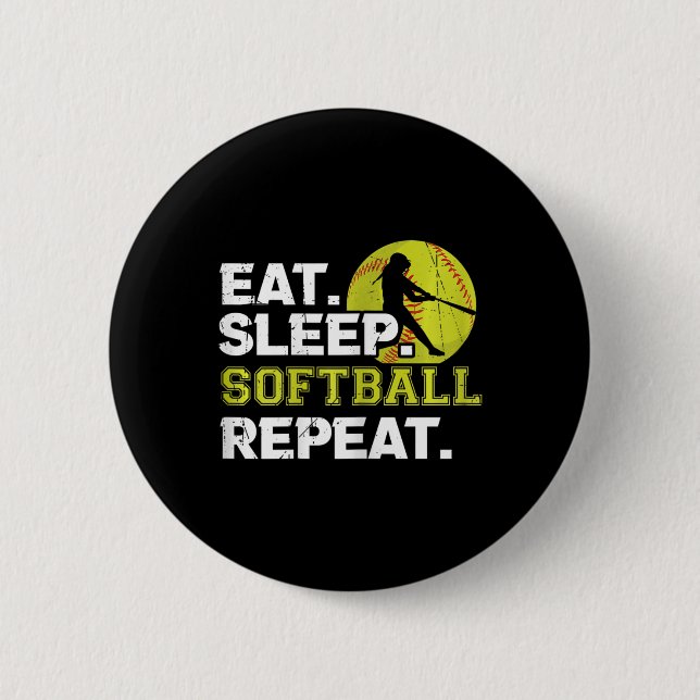 Womens Eat Sleep Softll Repeat Funny Softll Design 6 Cm Round Badge (Front)